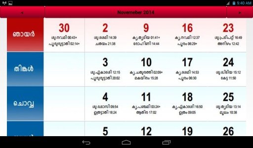 Malayalam Calendar : 2014截图2