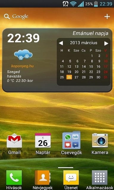 Időj&aacute;r&aacute;s &eacute;s Napt&aacute;r widget截图5