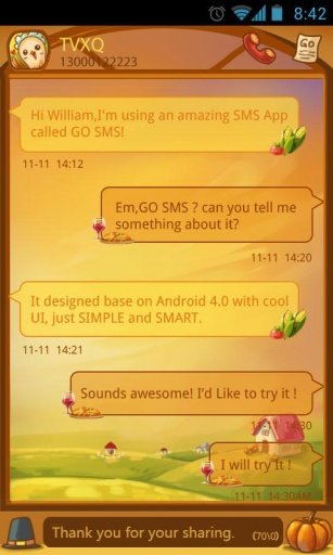 GO SMS Pro Thanksgiving ThemEX截图1