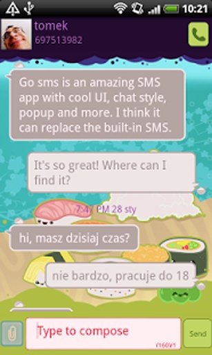 GO SMS Pro Sweet Sushi Theme截图5