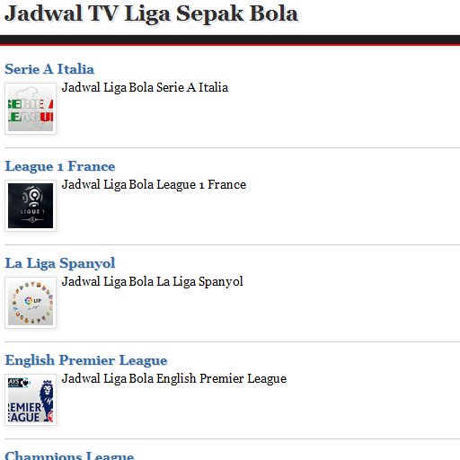 Jadwal TV Liga Bola Lengkap截图6