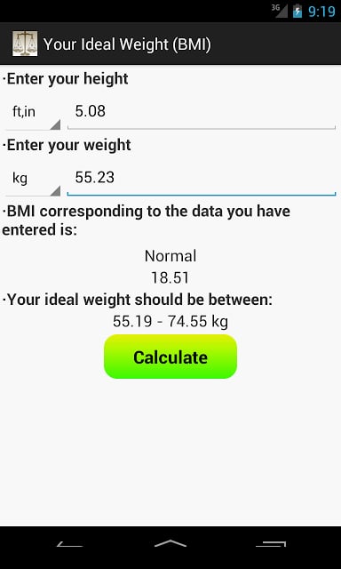 Your Ideal Weight (BMI)截图5