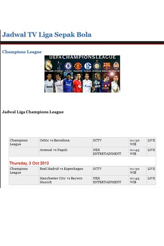 Jadwal TV Liga Bola Lengkap截图5