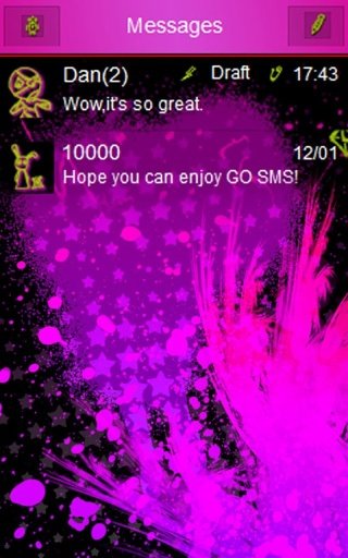 GO SMS Theme, Pink Punk Grunge截图2