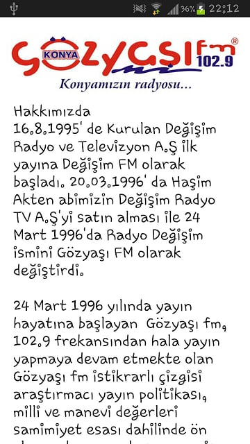 KONYA G&Ouml;ZYAŞI FM TABLET截图2