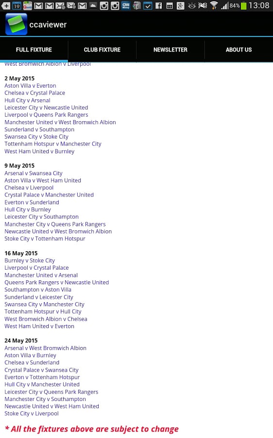 EPL Fixtures 1415截图4