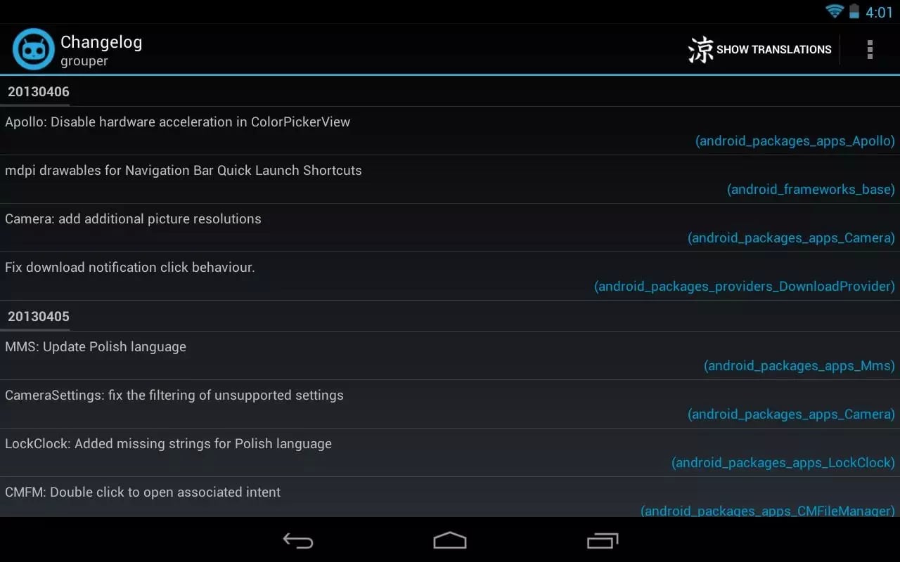 Better CyanogenMod Changelog截图2