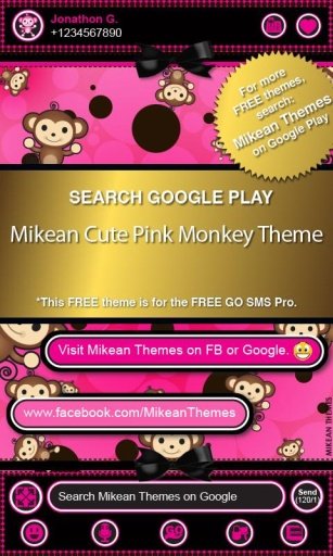 Pink Monkey Theme GO ADW NOVA.截图7