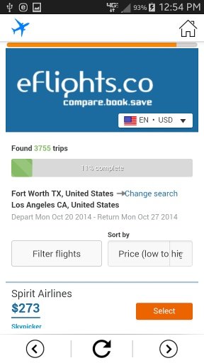 eFlights.co Flight Comparison截图2