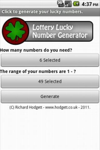 Lottery Lucky Number Generator截图1