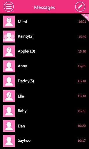 GO SMS Theme WP8Pink截图6