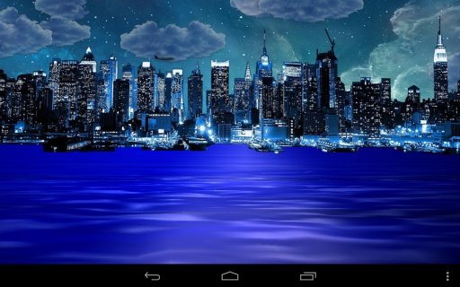 Night city from sea wallpaper截图6