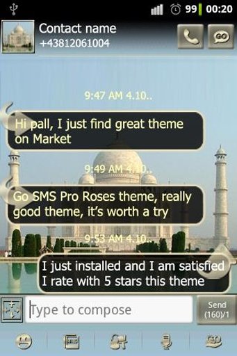 Taj Mahal GO SMS Pro theme截图4