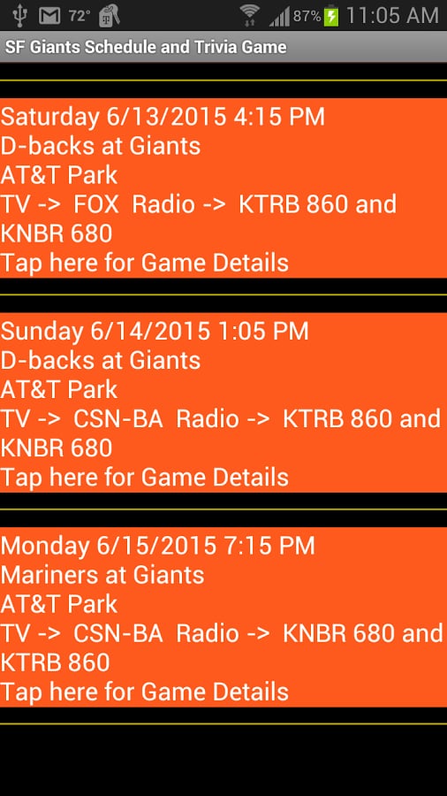 SF Giants Schedule Simple截图10