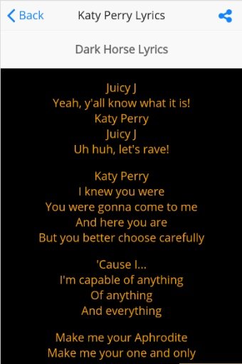 Katy Perry Song Lyrics截图2