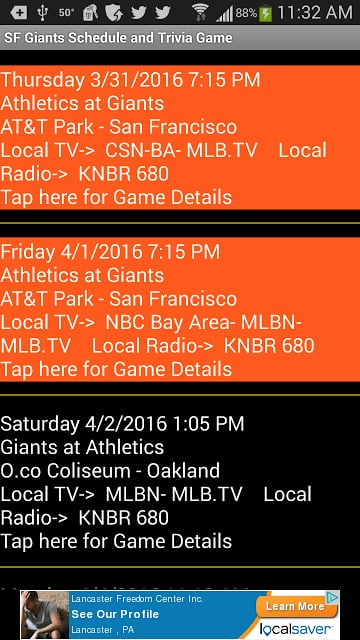 SF Giants Schedule Simple截图9