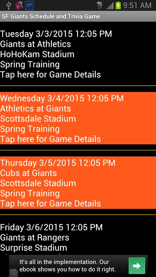 SF Giants Schedule Simple截图4