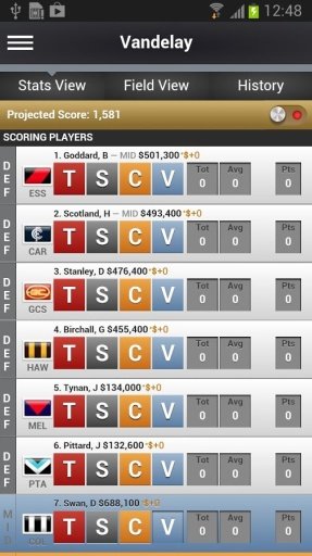 NAB AFL Fantasy Dream Team截图7