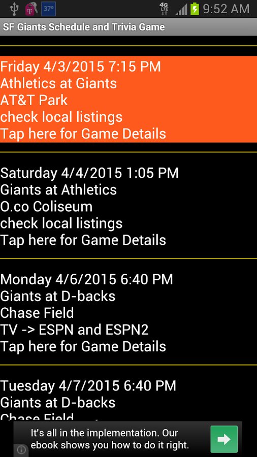 SF Giants Schedule Simple截图7