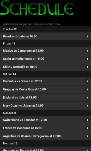 Fifa WC 14 Schedule - Official截图1