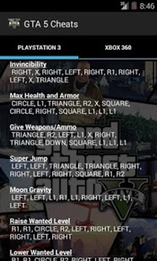 GTA 5 Cheats - PS3 and Xbox截图5