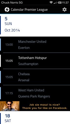 Calendar Premier League截图2