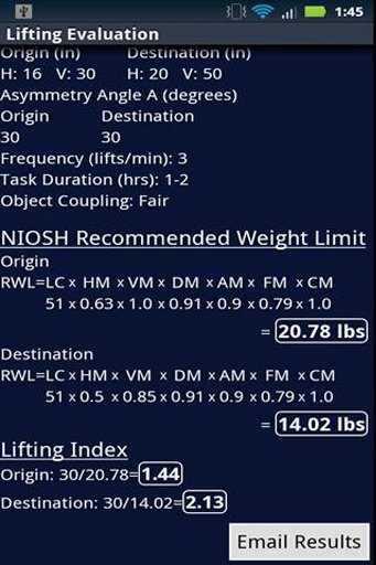 NIOSH Lifting Index截图2