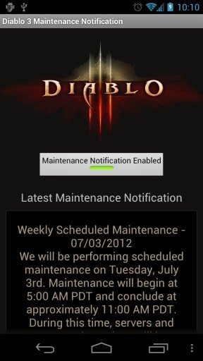 Diablo 3 Maintenance Notification截图1