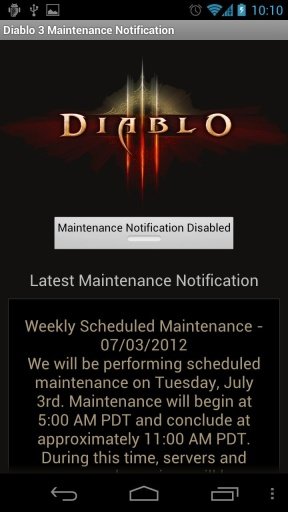 Diablo 3 Maintenance Notification截图2