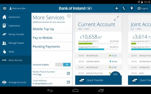 Bank of Ireland Tablet Banking截图1