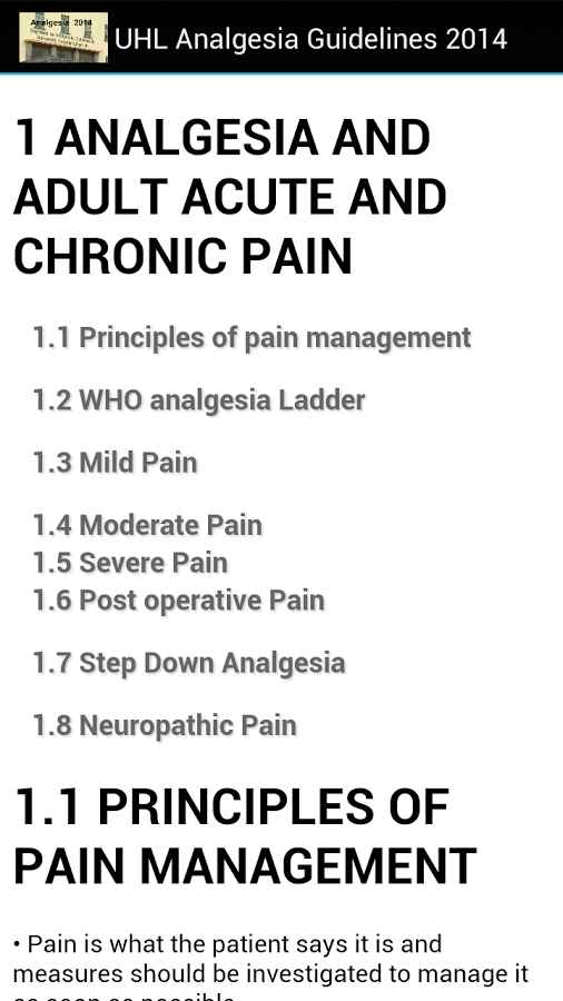 UHL Analgesia Guidelines 2014截图1