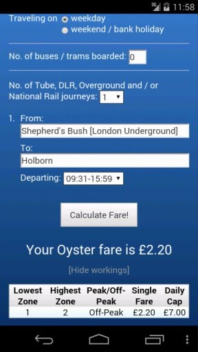 London Tube Price Calculator截图6