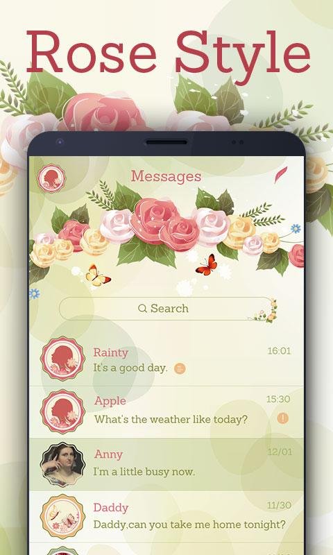 GO SMS PRO ROSE STYLE THEME截图2