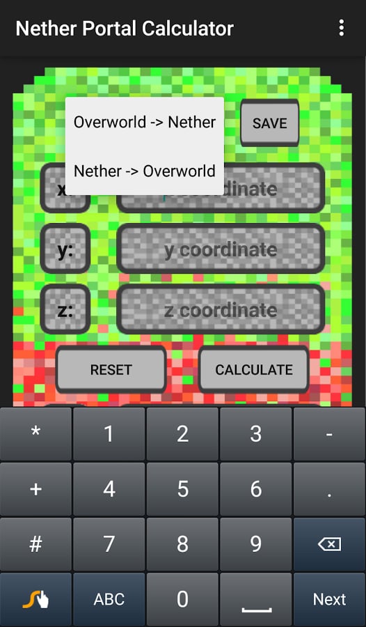 下界传送门计算器:Nether Portal Calculator截图2