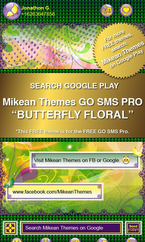 Pink Butterfly theme 4 GO SMS截图6