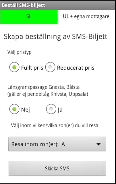 SMS-Biljett (SL + UL)截图5