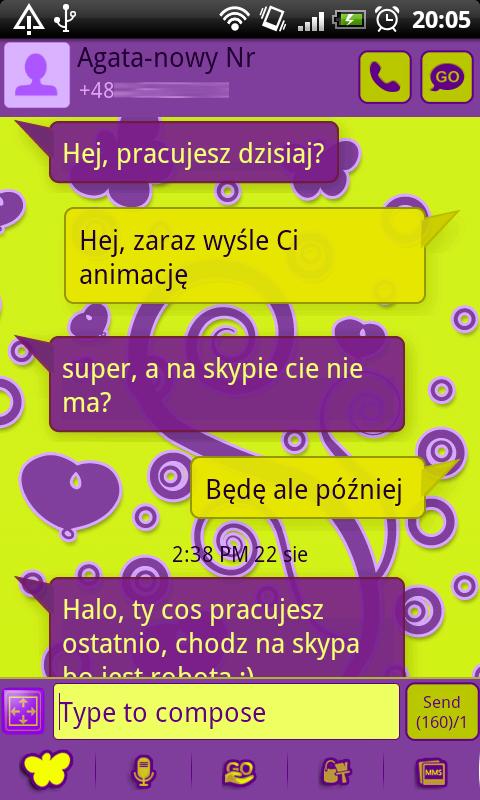 GO SMS Pro Purple&amp;Yellow Theme截图5