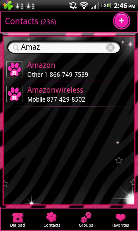 Go Contacts - Pink Zebra Theme截图4