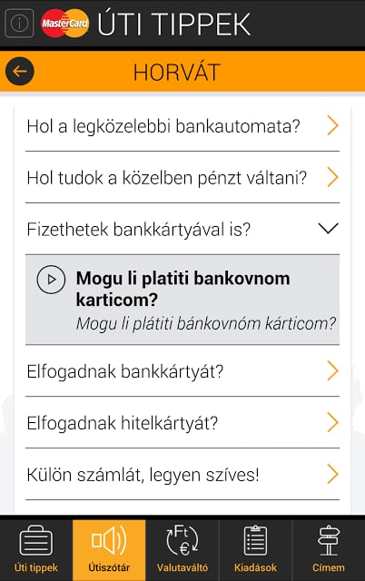 MasterCard &Uacute;ti Tippek截图1