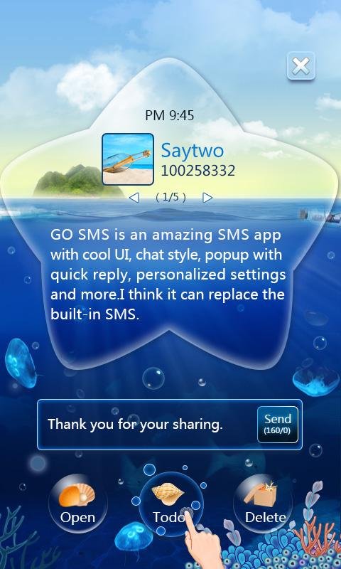 GO SMS Pro OceanStar Popup ThX截图2