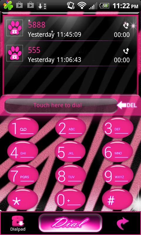 Go Contacts - Pink Zebra Theme截图7