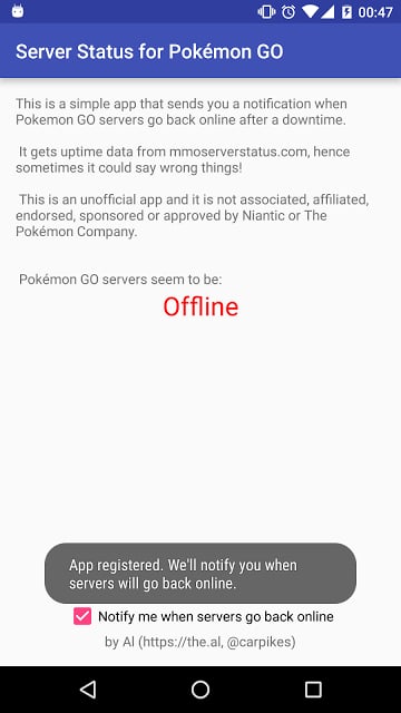 Pokemon GO服务器状态:Server Status for Pokemon GO截图1