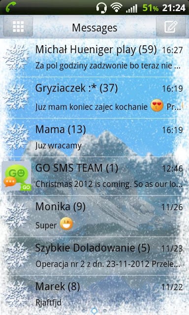 Winter Mountain for GO SMS Pro截图2