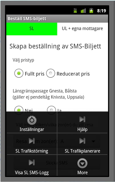 SMS-Biljett (SL + UL)截图8