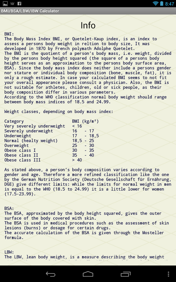 BMI/BSA/LBW/IBW-Healthy Weight截图2