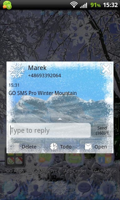 Winter Mountain for GO SMS Pro截图3