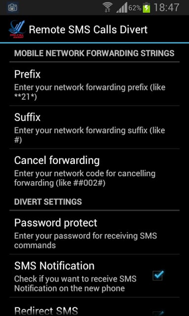 SMS Call Forward / Divert截图2