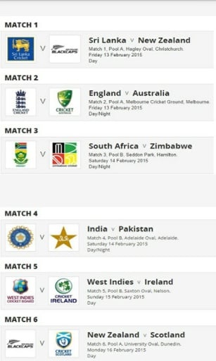 ICC Cricket Worldcup 15 Schedule截图2