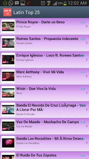 Latin Top 25 Video Songs HD截图2