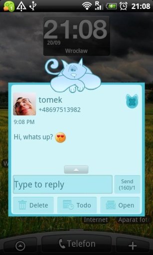 GO SMS Pro Blue Cat Theme截图10